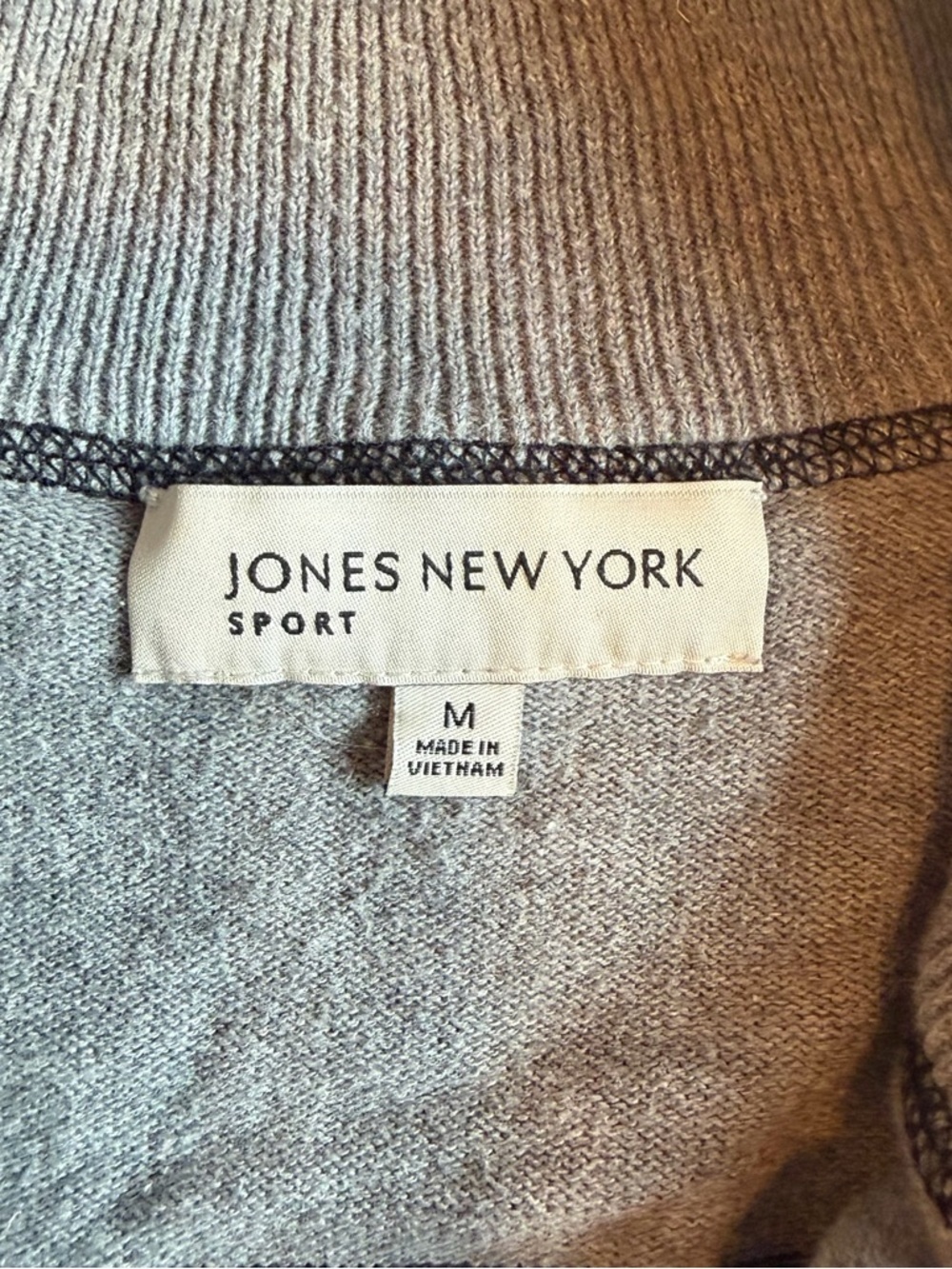 Jones New York Gray and Black Striped Zip-Up Cardigan size medium - Picture 2 of 3